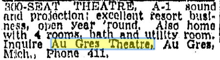 Au Gres Theatre - May 1948 For Sale